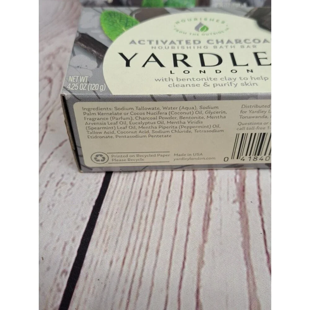 (3)‎ Yardley Activated Charcoal Bar Soap Lardley London Nourishing Bars 4.25 oz